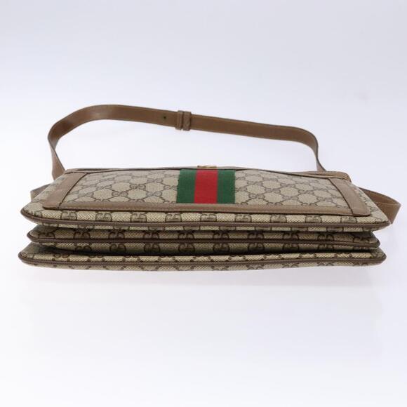 GUCCI GG Supreme Web Sherry Line Shoulder Bag Pvc Beige Gold Red - Picture 9 of 16